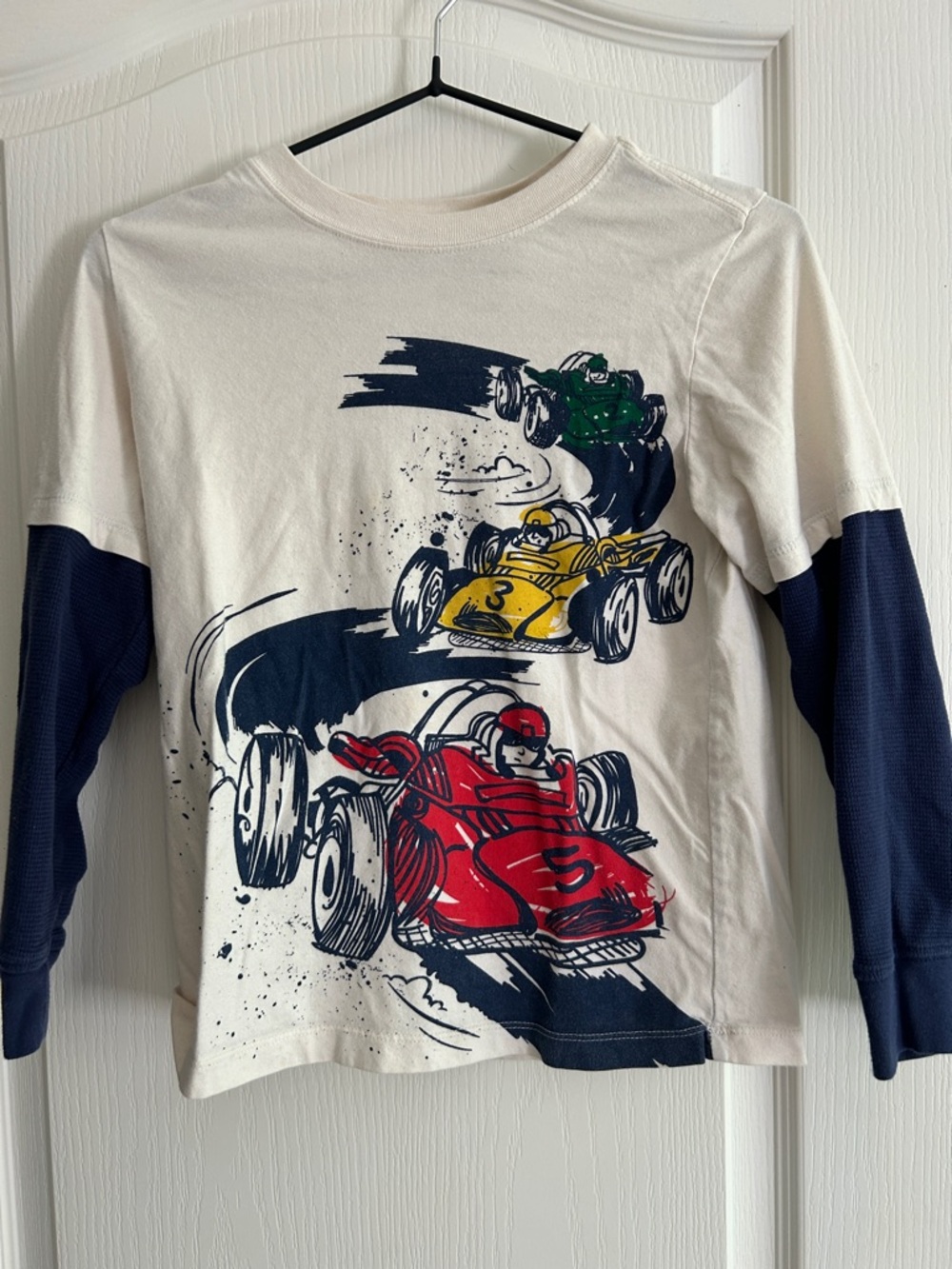 Hanna Andersson Boys 130 8 Ling Sleeve Shirt Race cars